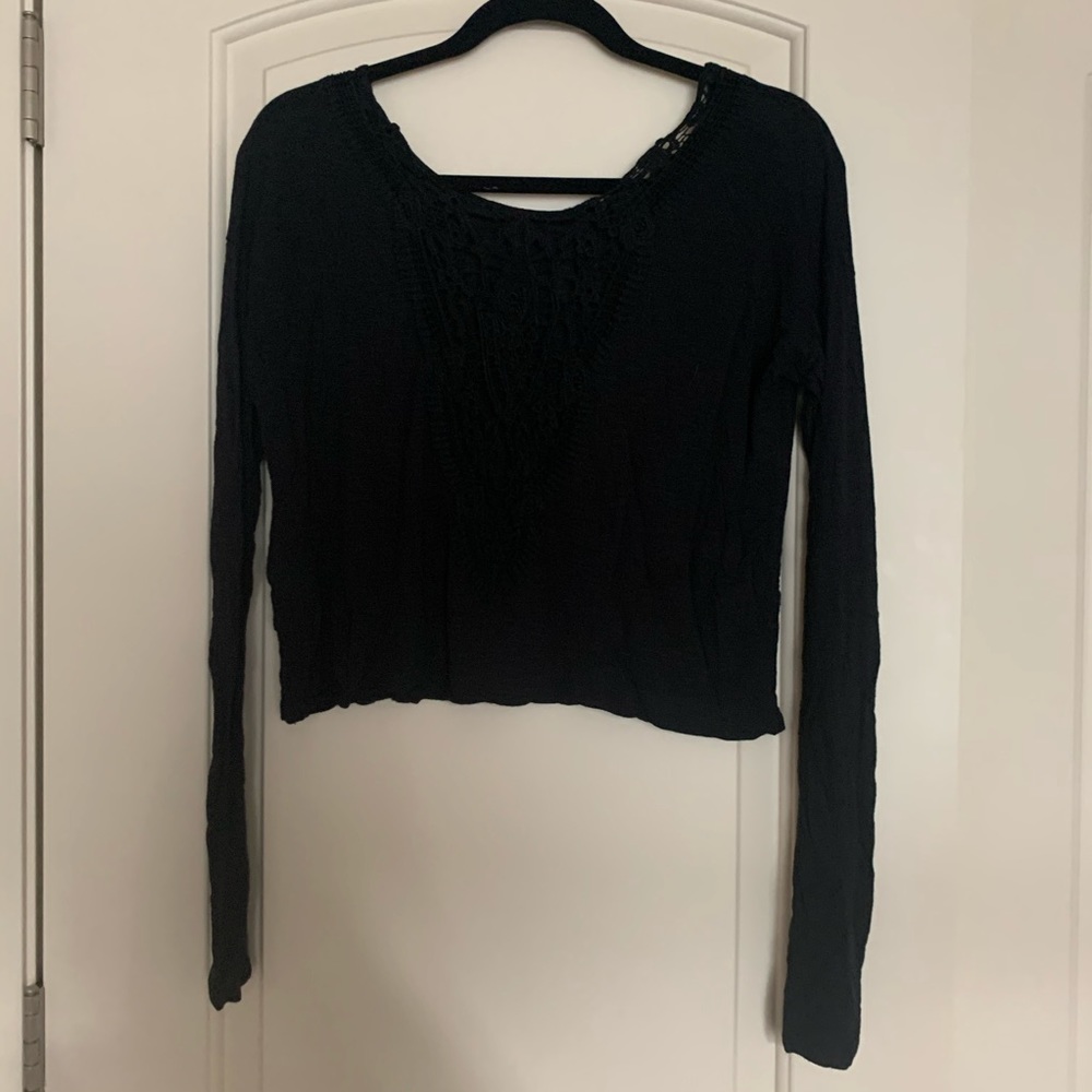 Black Long Sleeve with Lace Detail on Back